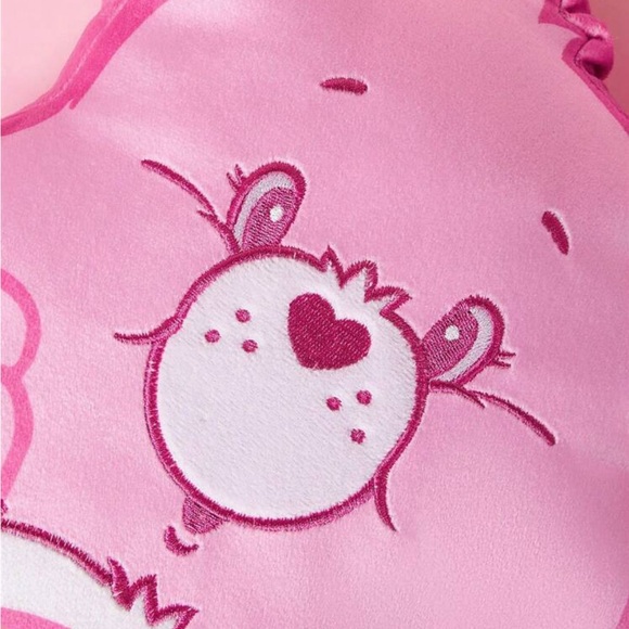 Rebellious Rose X Care Bears Cartoon Bear Embroidered Pink Plush Pillow - Picture 2 of 5